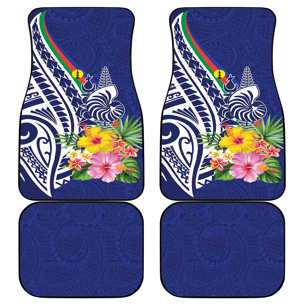 New Caledonia Kagu Bird Car Mats Polynesian Tropical Flowers