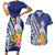 New Caledonia Kagu Bird Couples Matching Short Sleeve Bodycon Dress and Hawaiian Shirt Polynesian Tropical Flowers