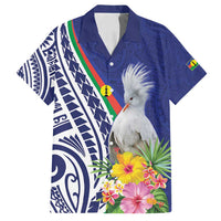 New Caledonia Kagu Bird Family Matching Off Shoulder Maxi Dress and Hawaiian Shirt Polynesian Tropical Flowers