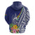 New Caledonia Kagu Bird Hoodie Polynesian Tropical Flowers