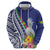 New Caledonia Kagu Bird Hoodie Polynesian Tropical Flowers