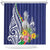 New Caledonia Kagu Bird Shower Curtain Polynesian Tropical Flowers