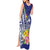 New Caledonia Kagu Bird Tank Maxi Dress Polynesian Tropical Flowers