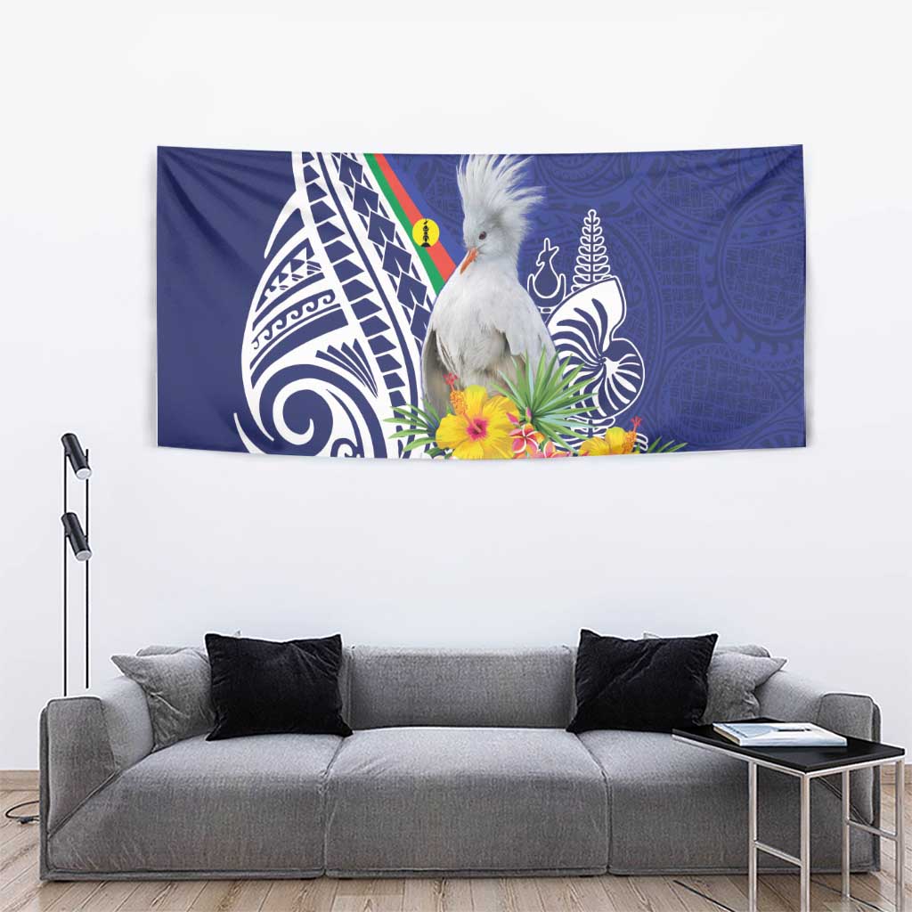New Caledonia Kagu Bird Tapestry Polynesian Tropical Flowers
