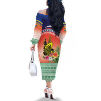 New Caledonia Nautilus Shell Family Matching Off The Shoulder Long Sleeve Dress and Hawaiian Shirt Polynesian Tropical Flowers