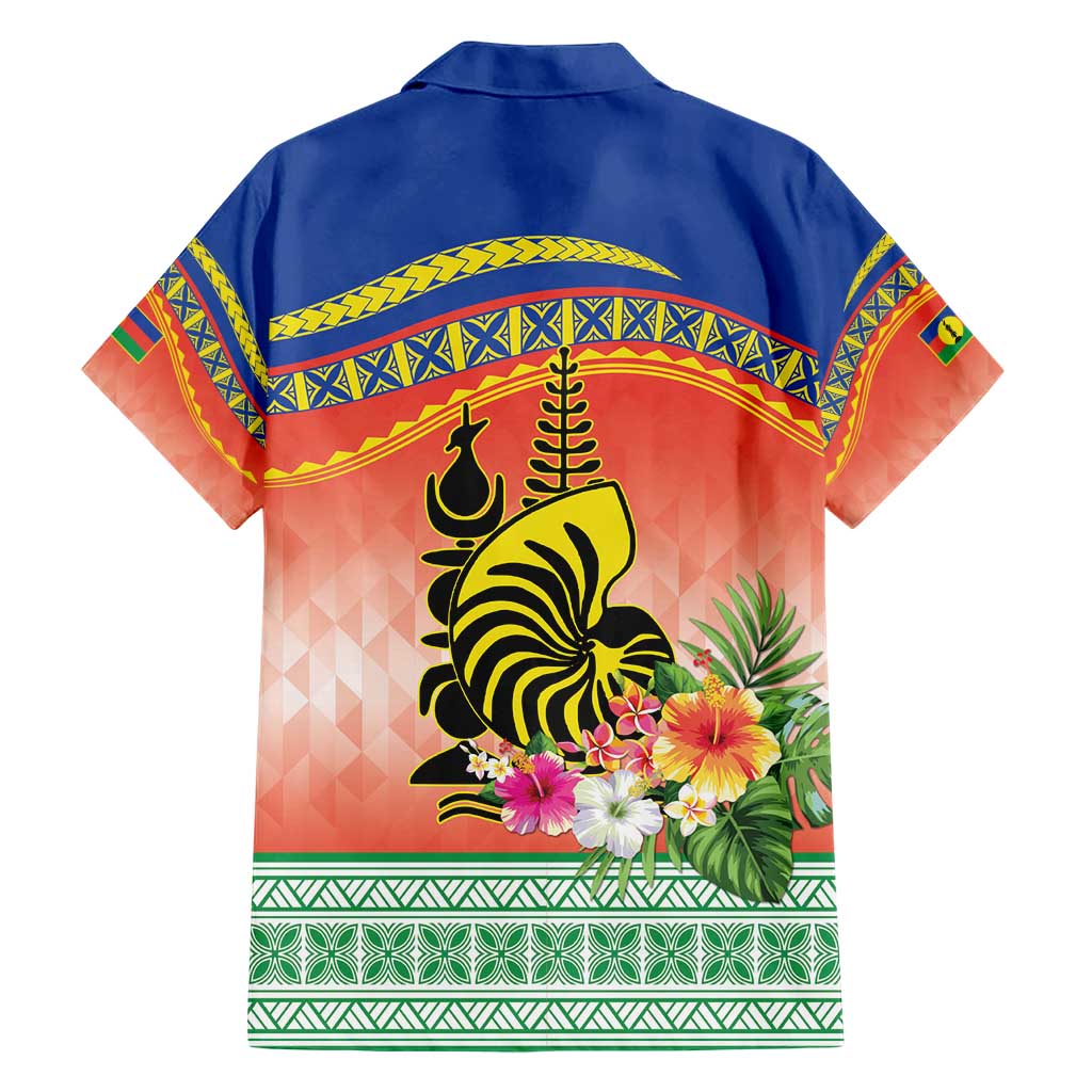 New Caledonia Nautilus Shell Hawaiian Shirt Polynesian Tropical Flowers