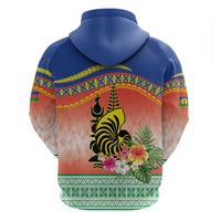 New Caledonia Nautilus Shell Hoodie Polynesian Tropical Flowers