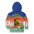 New Caledonia Nautilus Shell Kid Hoodie Polynesian Tropical Flowers