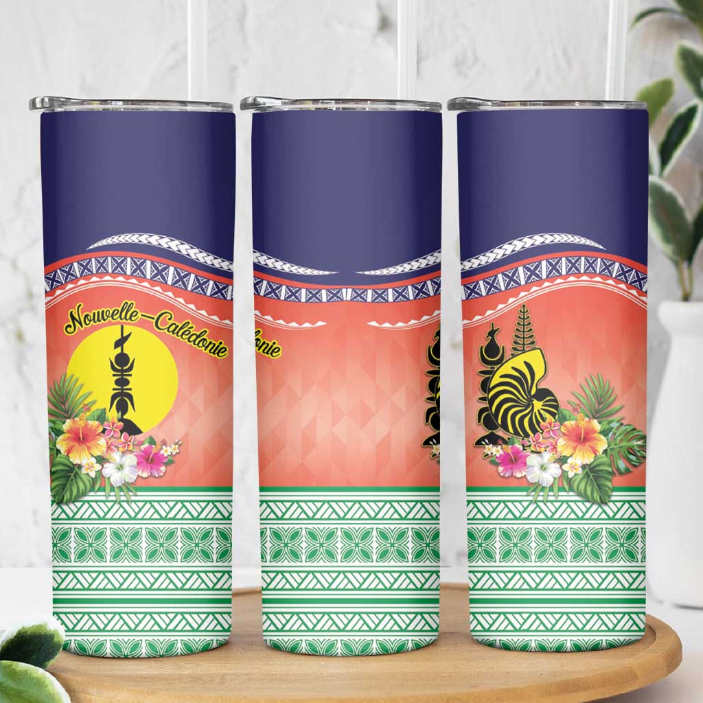 New Caledonia Nautilus Shell Skinny Tumbler Polynesian Tropical Flowers