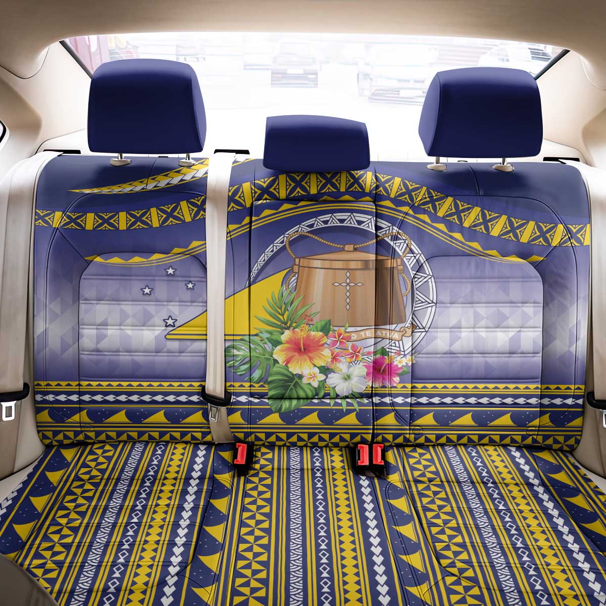 Tokelau Tuluma Back Car Seat Cover Polynesian Tropical Flowers