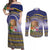 Tokelau Tuluma Couples Matching Off Shoulder Maxi Dress and Long Sleeve Button Shirt Polynesian Tropical Flowers