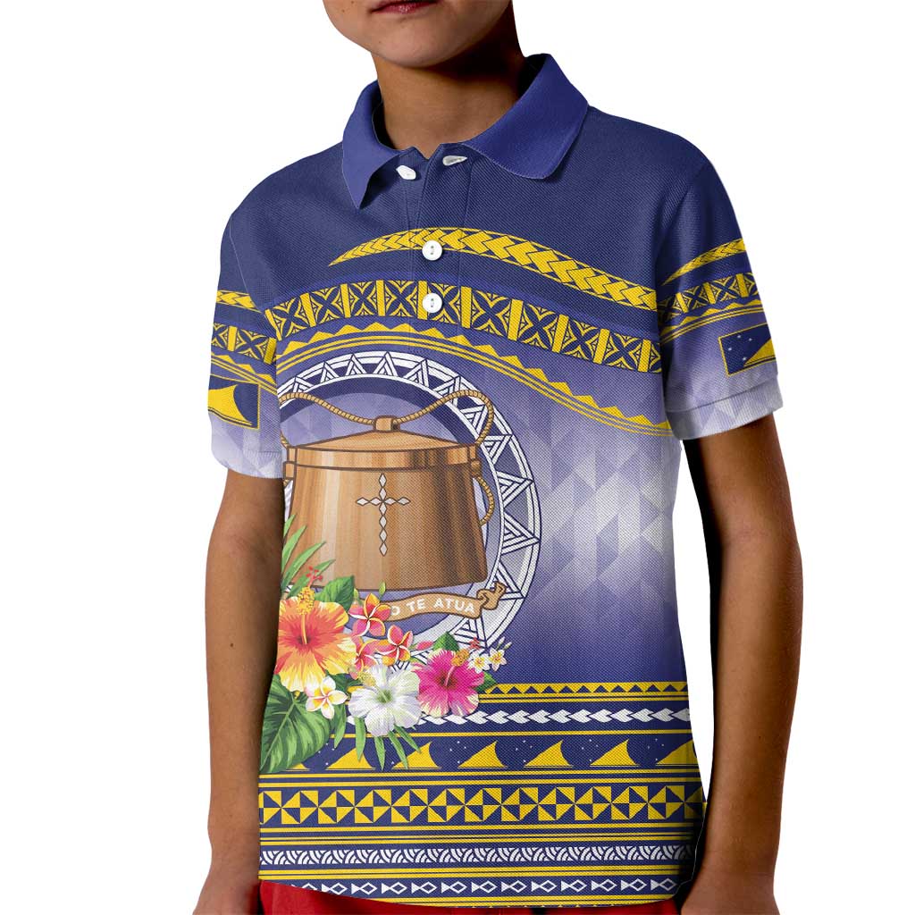 Tokelau Tuluma Kid Polo Shirt Polynesian Tropical Flowers