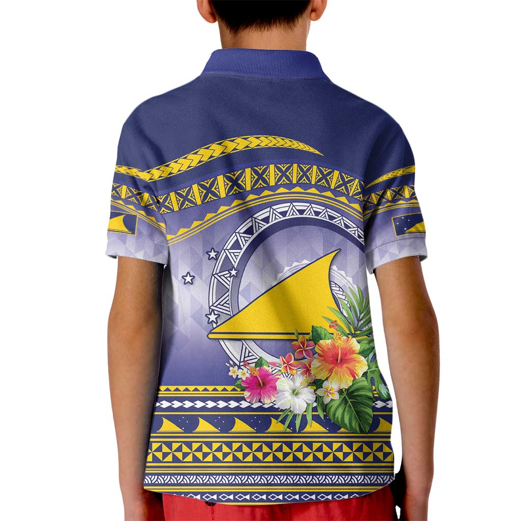 Tokelau Tuluma Kid Polo Shirt Polynesian Tropical Flowers