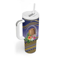 Tokelau Tuluma Tumbler With Handle Polynesian Tropical Flowers