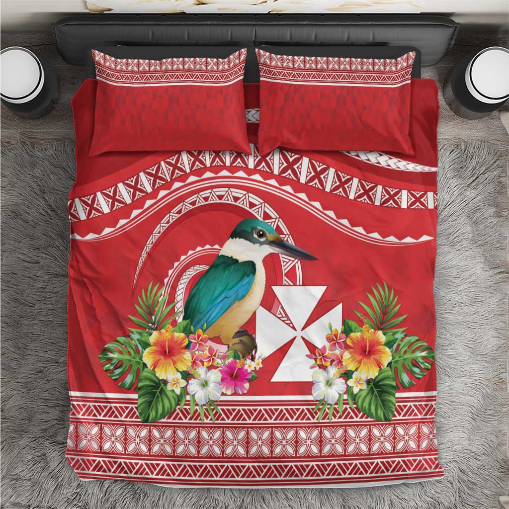 Wallis et Futuna Kingfisher Bedding Set Polynesian Tropical Flowers