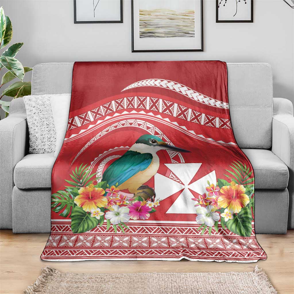 Wallis et Futuna Kingfisher Blanket Polynesian Tropical Flowers