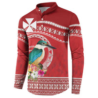 Wallis et Futuna Kingfisher Button Sweatshirt Polynesian Tropical Flowers