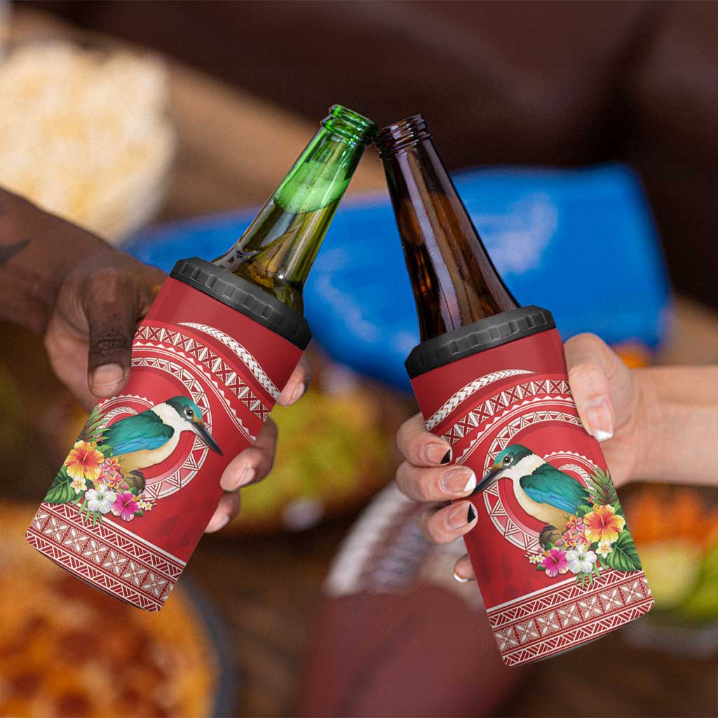 Wallis et Futuna Kingfisher 4 in 1 Can Cooler Tumbler Polynesian Tropical Flowers