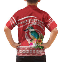 Wallis et Futuna Kingfisher Family Matching Puletasi and Hawaiian Shirt Polynesian Tropical Flowers LT9 - Polynesian Pride