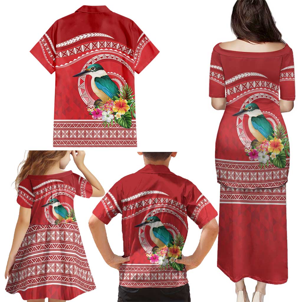 Wallis et Futuna Kingfisher Family Matching Puletasi and Hawaiian Shirt Polynesian Tropical Flowers LT9 - Polynesian Pride