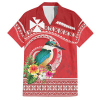 Wallis et Futuna Kingfisher Family Matching Puletasi and Hawaiian Shirt Polynesian Tropical Flowers LT9 Dad's Shirt - Short Sleeve Red - Polynesian Pride