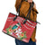 Wallis et Futuna Kingfisher Leather Tote Bag Polynesian Tropical Flowers