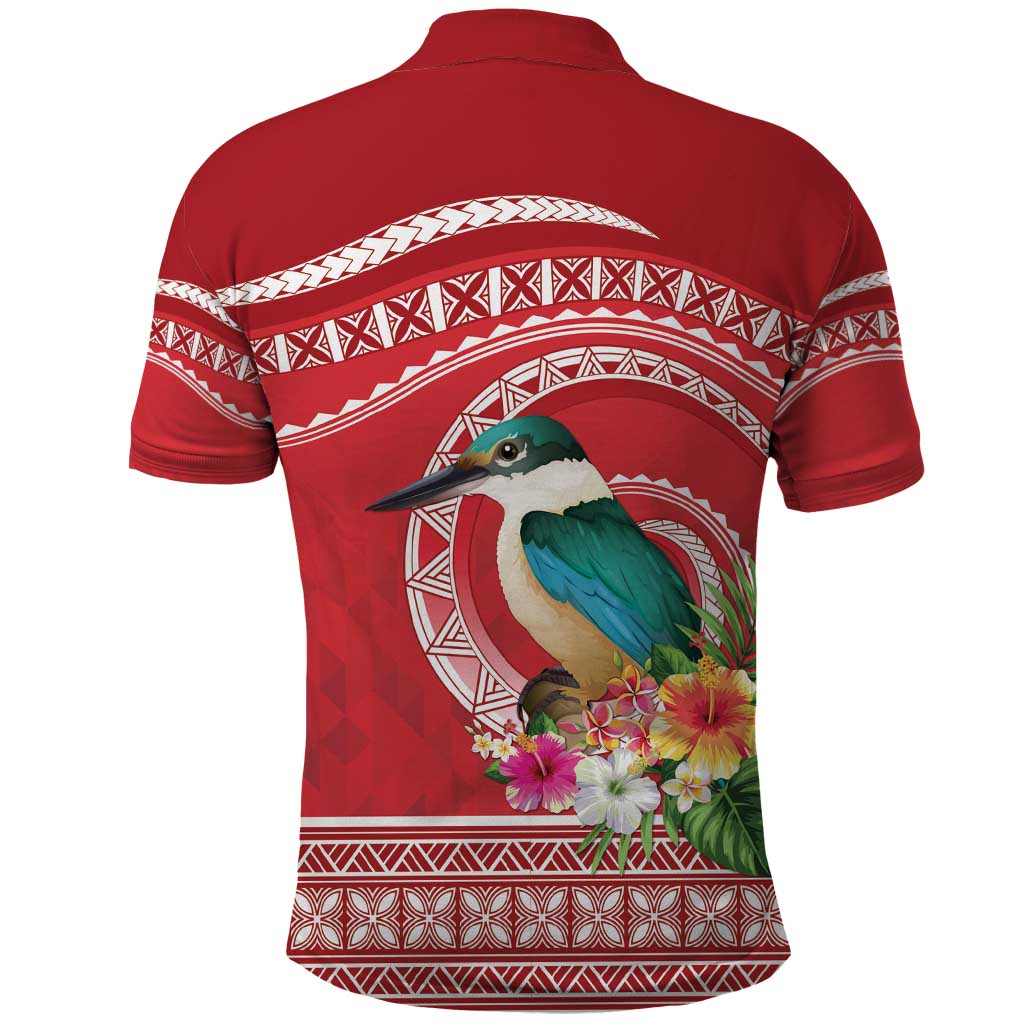Wallis et Futuna Kingfisher Polo Shirt Polynesian Tropical Flowers
