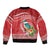 Wallis et Futuna Kingfisher Sleeve Zip Bomber Jacket Polynesian Tropical Flowers