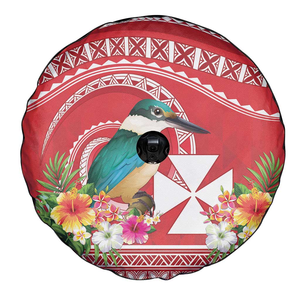 Wallis et Futuna Kingfisher Spare Tire Cover Polynesian Tropical Flowers