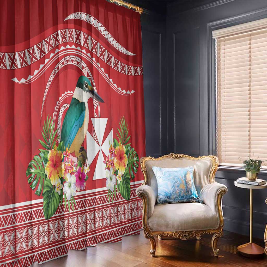 Wallis et Futuna Kingfisher Window Curtain Polynesian Tropical Flowers