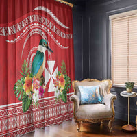 Wallis et Futuna Kingfisher Window Curtain Polynesian Tropical Flowers