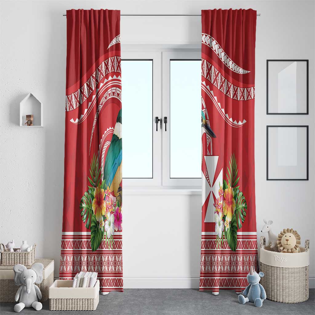Wallis et Futuna Kingfisher Window Curtain Polynesian Tropical Flowers