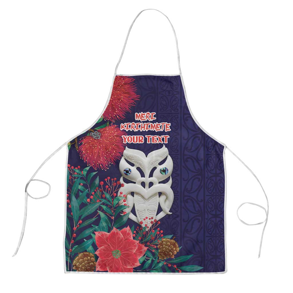 Maori Wheku Meri Kirihimete Personalised Apron All Blue Indigenous Maori Motif - Polynesian Pride