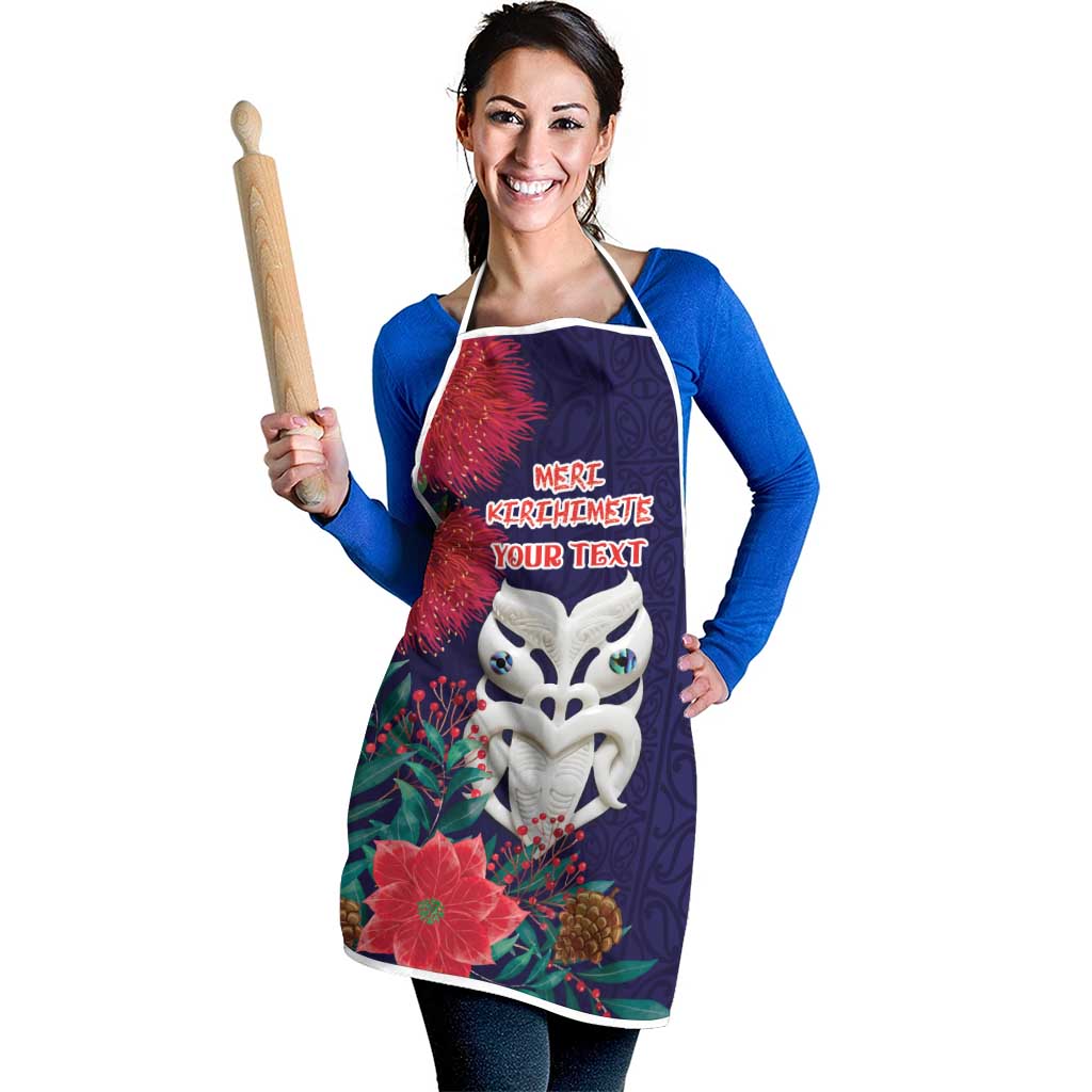 Maori Wheku Meri Kirihimete Personalised Apron All Blue Indigenous Maori Motif - Polynesian Pride