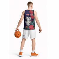 Maori Wheku Meri Kirihimete Personalised Basketball Jersey All Blue Indigenous Maori Motif - Polynesian Pride