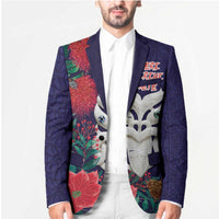 Maori Wheku Meri Kirihimete Personalised Blazer All Blue Indigenous Maori Motif - Polynesian Pride