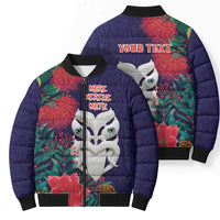 Maori Wheku Meri Kirihimete Personalised Bomber Puffer Jacket All Blue Indigenous Maori Motif LT9 - Polynesian Pride