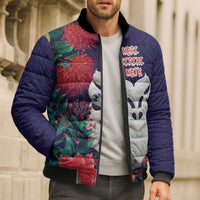 Maori Wheku Meri Kirihimete Personalised Bomber Puffer Jacket All Blue Indigenous Maori Motif LT9 - Polynesian Pride