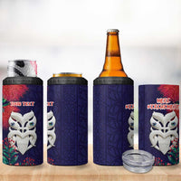 Maori Wheku Meri Kirihimete Personalised 4 in 1 Can Cooler Tumbler All Blue Indigenous Maori Motif - Polynesian Pride