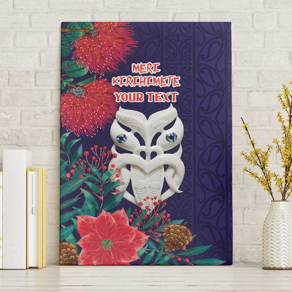 Maori Wheku Meri Kirihimete Personalised Canvas Wall Art All Blue Indigenous Maori Motif LT9 Without Frame Blue - Polynesian Pride