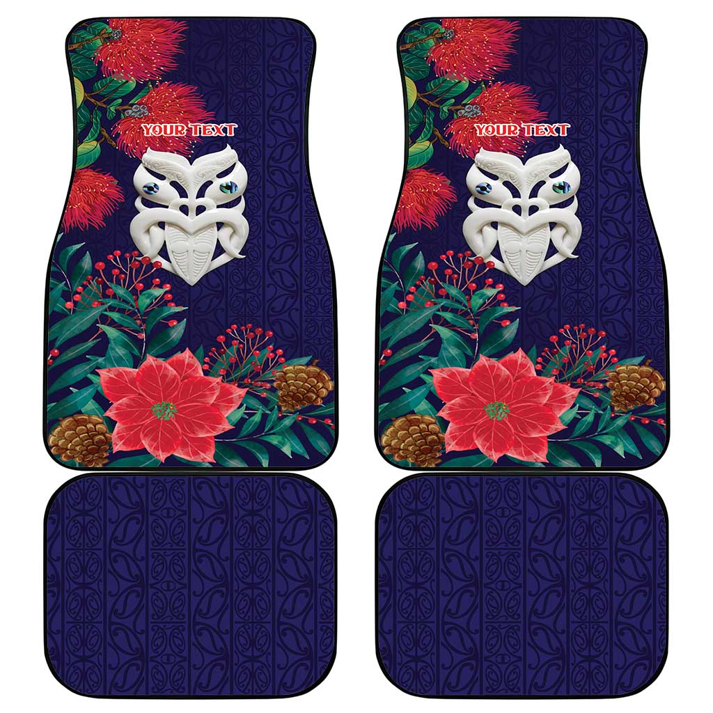 Maori Wheku Meri Kirihimete Personalised Car Mats All Blue Indigenous Maori Motif - Polynesian Pride