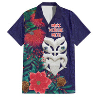 Maori Wheku Meri Kirihimete Personalised Family Matching Off Shoulder Maxi Dress and Hawaiian Shirt All Blue Indigenous Maori Motif - Polynesian Pride