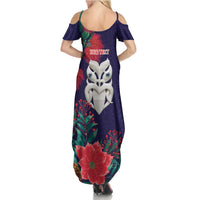 Maori Wheku Meri Kirihimete Personalised Family Matching Summer Maxi Dress and Hawaiian Shirt All Blue Indigenous Maori Motif - Polynesian Pride