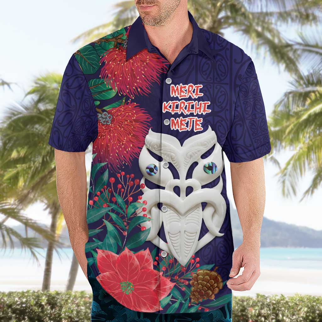 Maori Wheku Meri Kirihimete Personalised Hawaiian Shirt All Blue Indigenous Maori Motif - Polynesian Pride