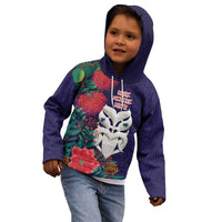 Maori Wheku Meri Kirihimete Personalised Kid Hoodie All Blue Indigenous Maori Motif - Polynesian Pride