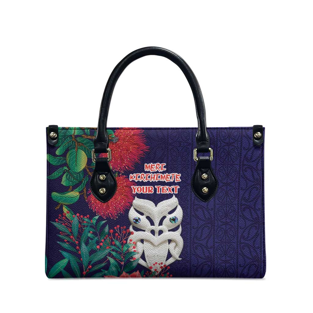 Maori Wheku Meri Kirihimete Personalised Leather Bag All Blue Indigenous Maori Motif - Polynesian Pride