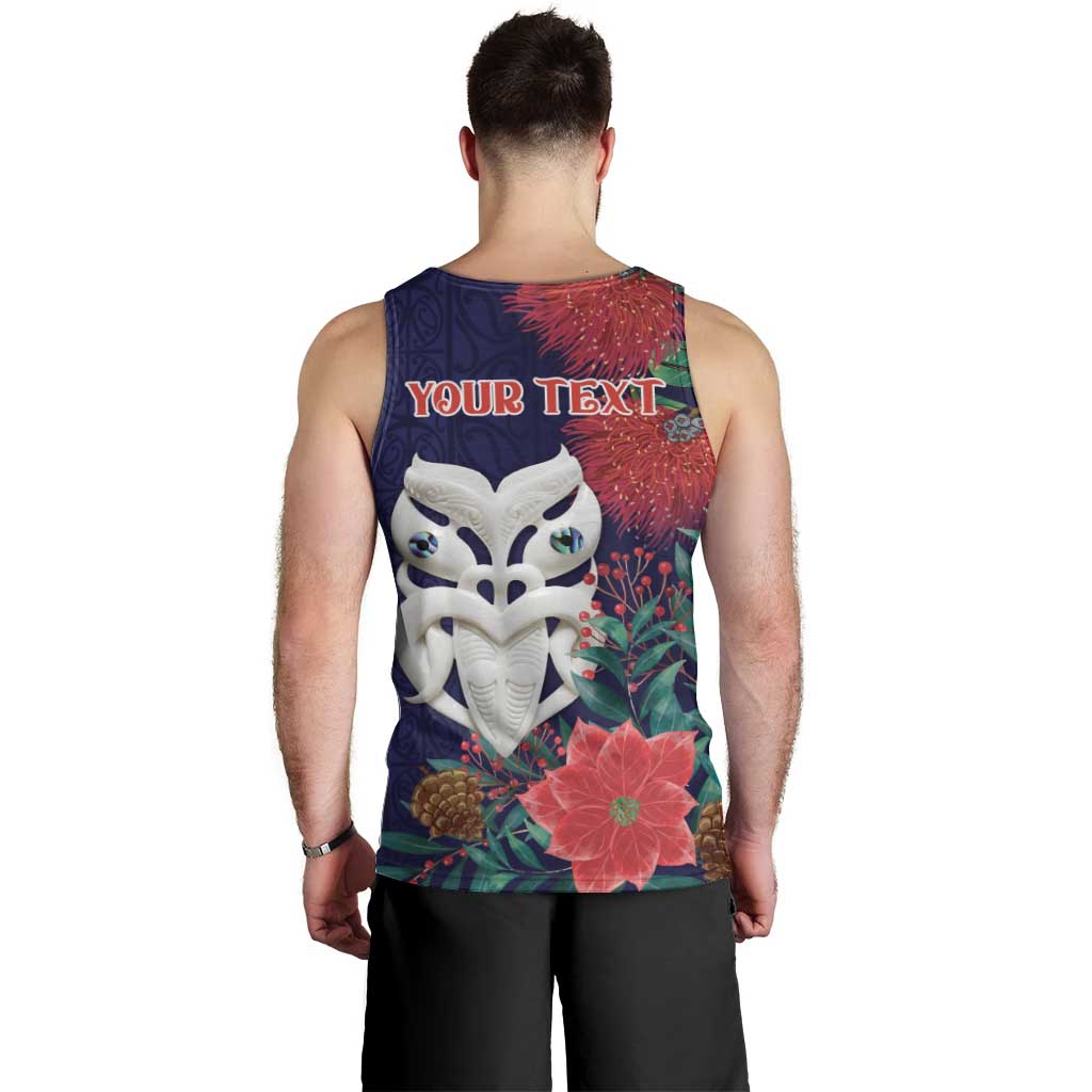 Maori Wheku Meri Kirihimete Personalised Men Tank Top All Blue Indigenous Maori Motif - Polynesian Pride