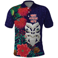 Maori Wheku Meri Kirihimete Personalised Polo Shirt All Blue Indigenous Maori Motif - Polynesian Pride