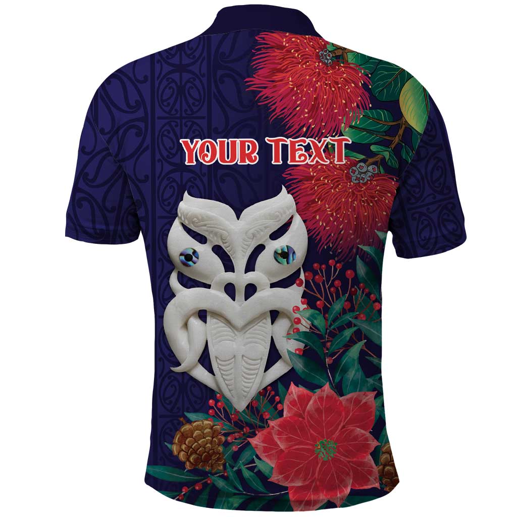 Maori Wheku Meri Kirihimete Personalised Polo Shirt All Blue Indigenous Maori Motif - Polynesian Pride