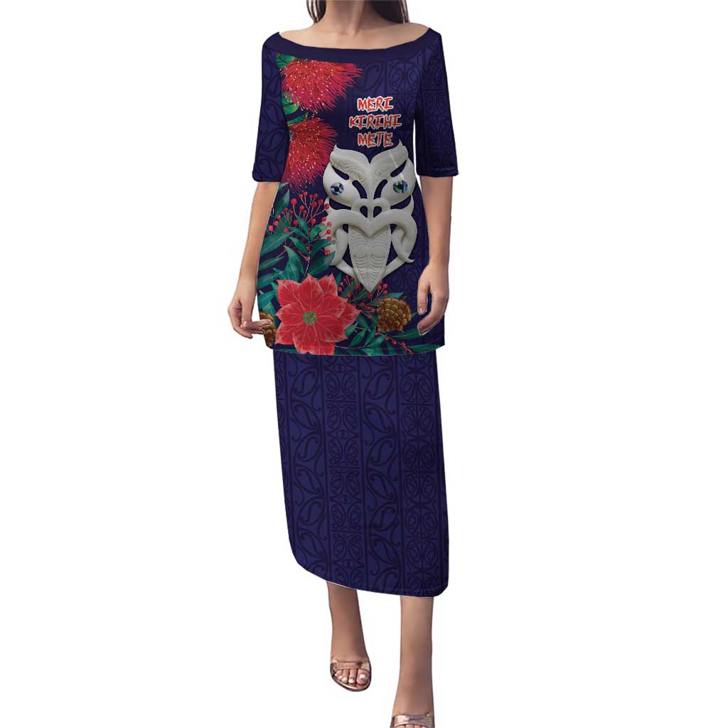 Maori Wheku Meri Kirihimete Personalised Puletasi All Blue Indigenous Maori Motif - Polynesian Pride